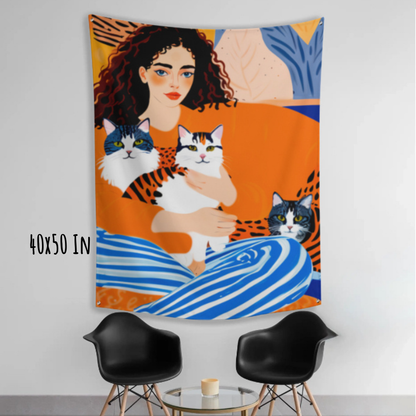 Held by Cats Fabric Wall Tapestry