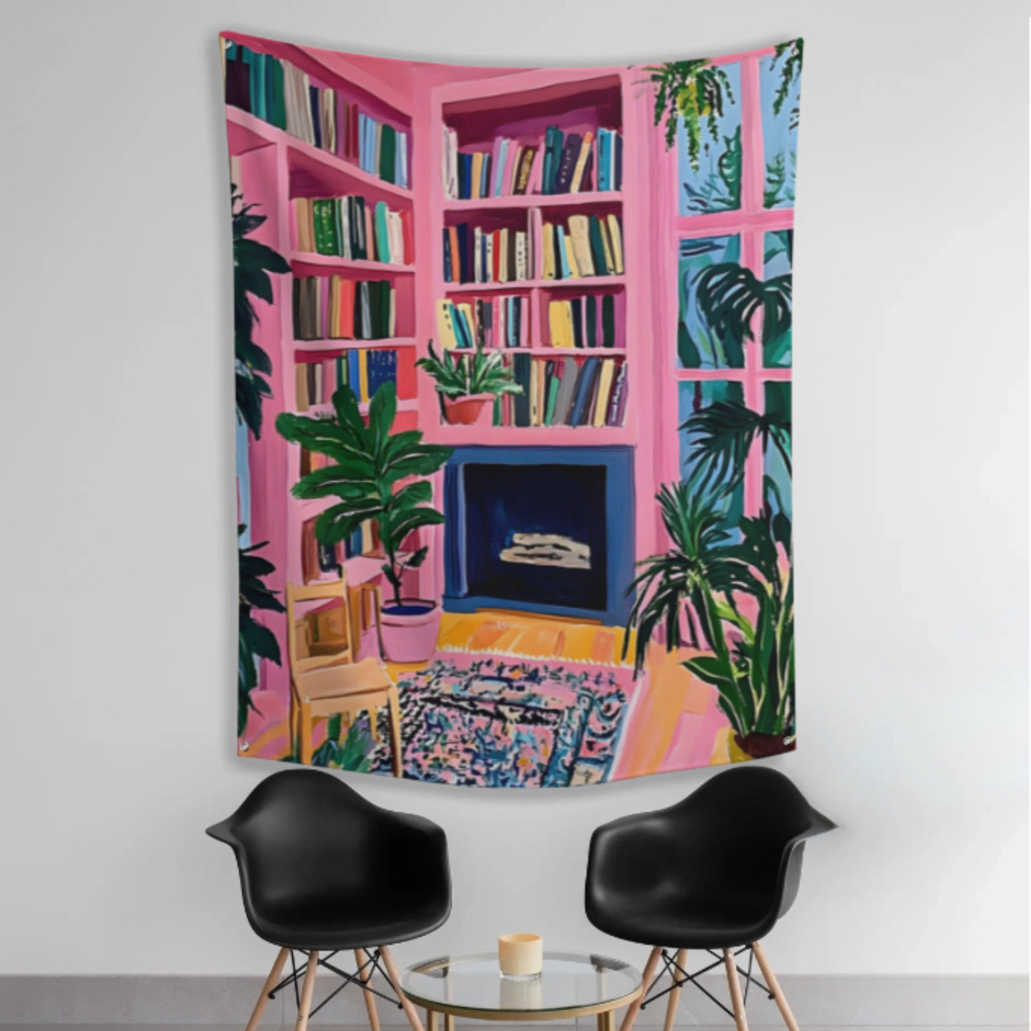 Books, Plants & Stillness Fabric Wall Tapestry