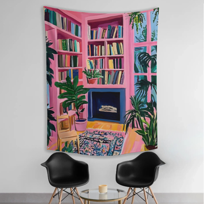 Books, Plants & Stillness Fabric Wall Tapestry