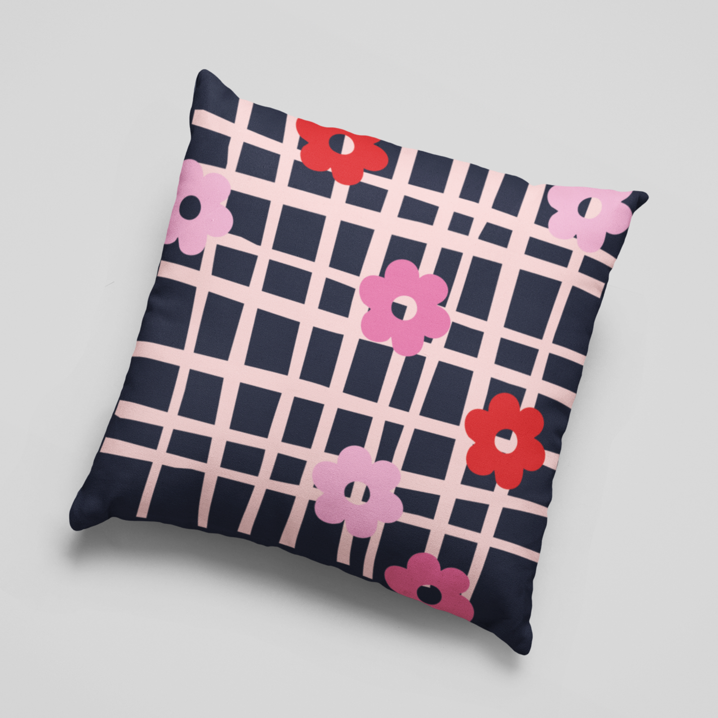 Petals on a Grid Cushion Cover
