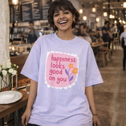 Happy Looks Good Unisex Oversized Cotton T-Shirt
