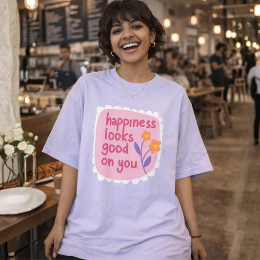 Happy Looks Good Unisex Oversized Cotton T-Shirt