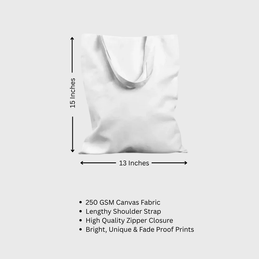 Golden Bloom Canvas Tote Bag with Zipper