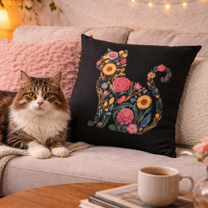 Boho Floral Cat Cushion Cover