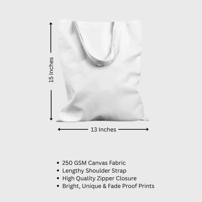 Cozy Reader Boho Canvas Tote Bag with Zipper