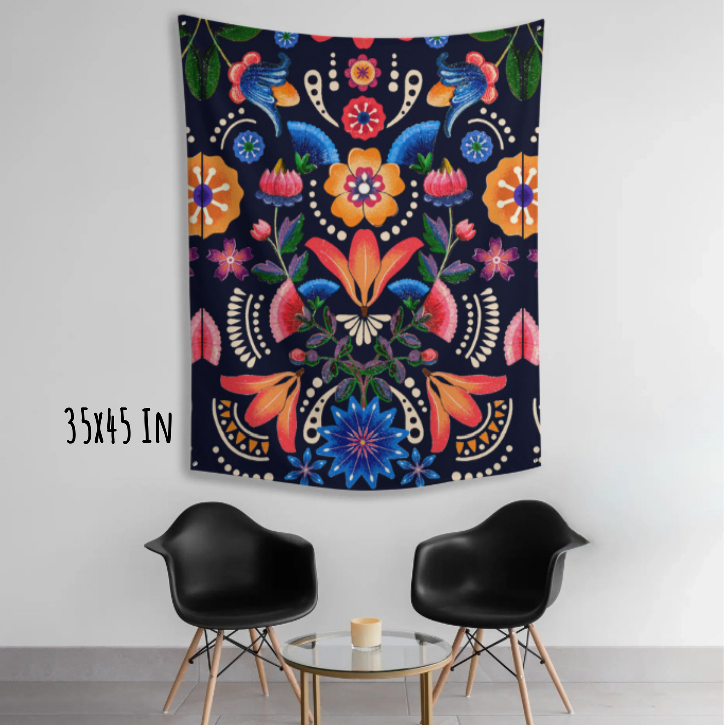 Folk Bloom Rhythm Fabric Wall Tapestry