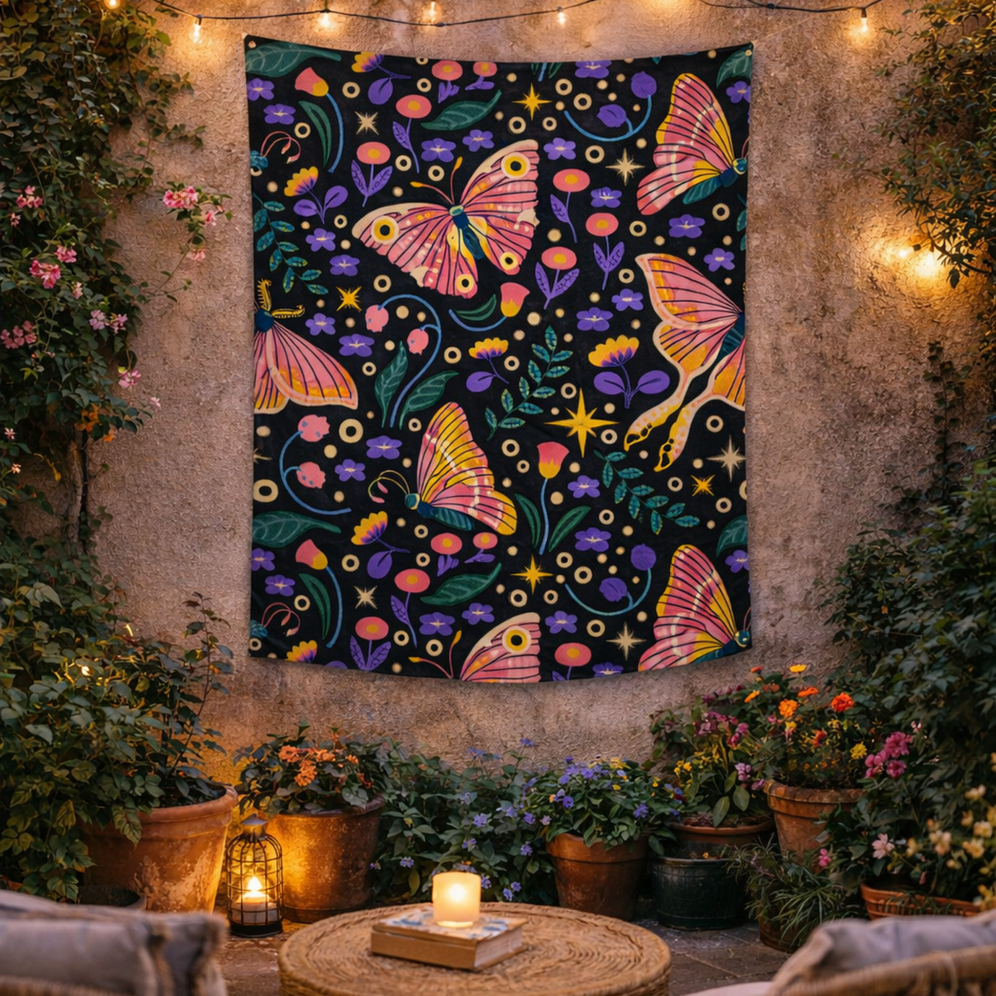 Flutter & Glow Fabric Wall Tapestry