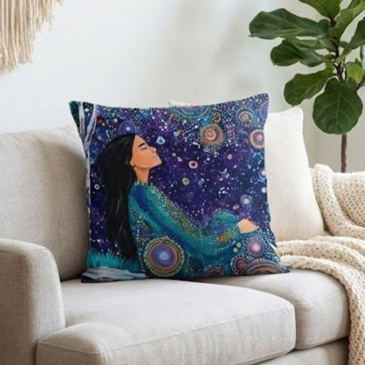 Cosmic Stillness Boho Cushion Cover