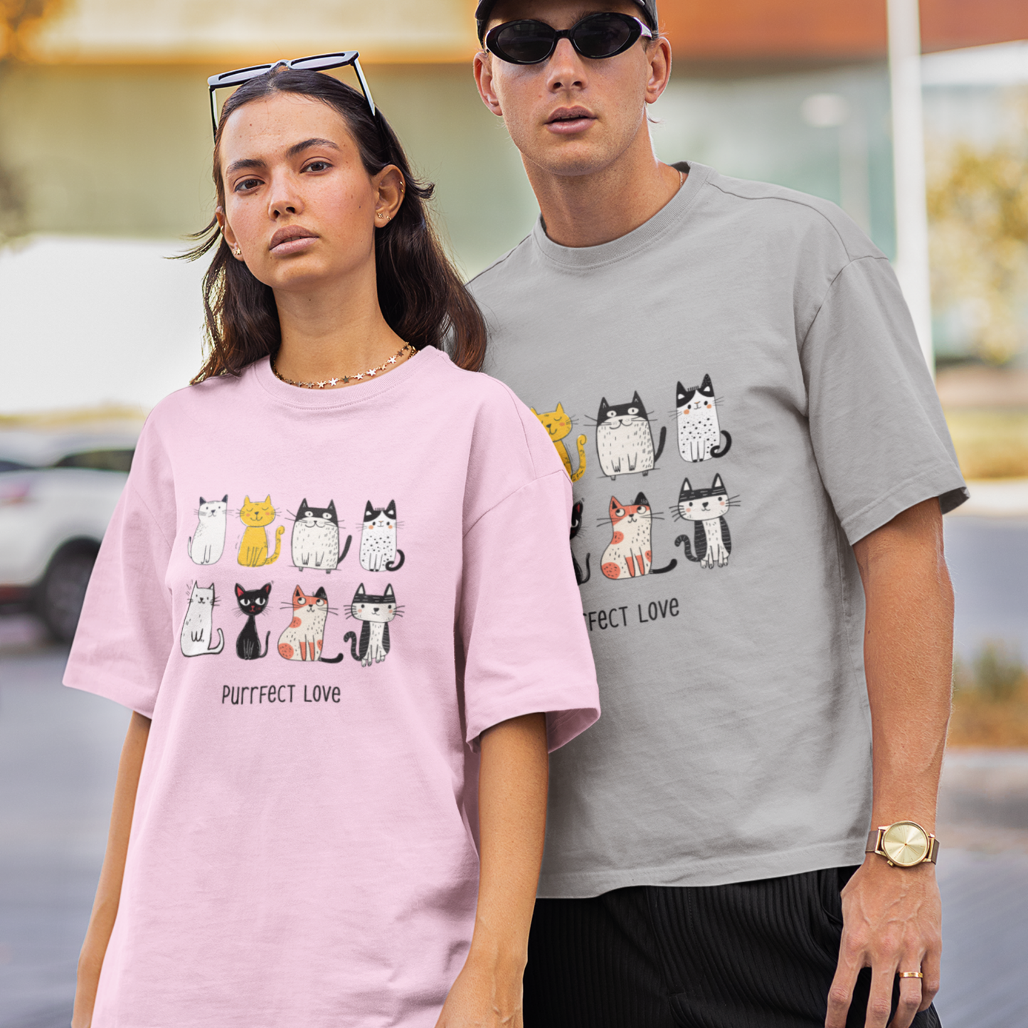 Purrfect Love Unisex Oversized Cotton T-Shirt