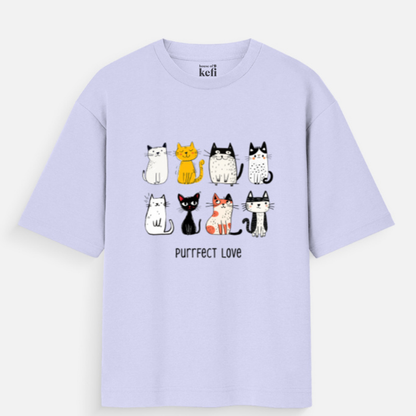Purrfect Love Unisex Oversized Cotton T-Shirt