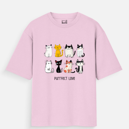 Purrfect Love Unisex Oversized Cotton T-Shirt
