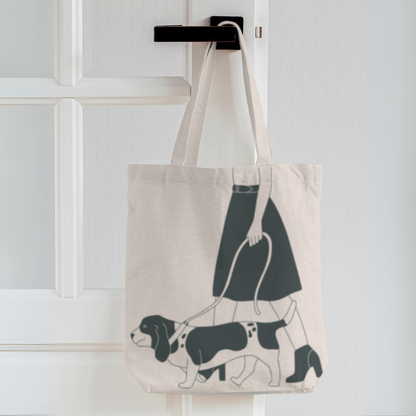Dog Walking Canvas Tote Bag with Zipper