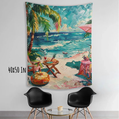 Slow Summer by the Sea Fabric Wall Tapestry