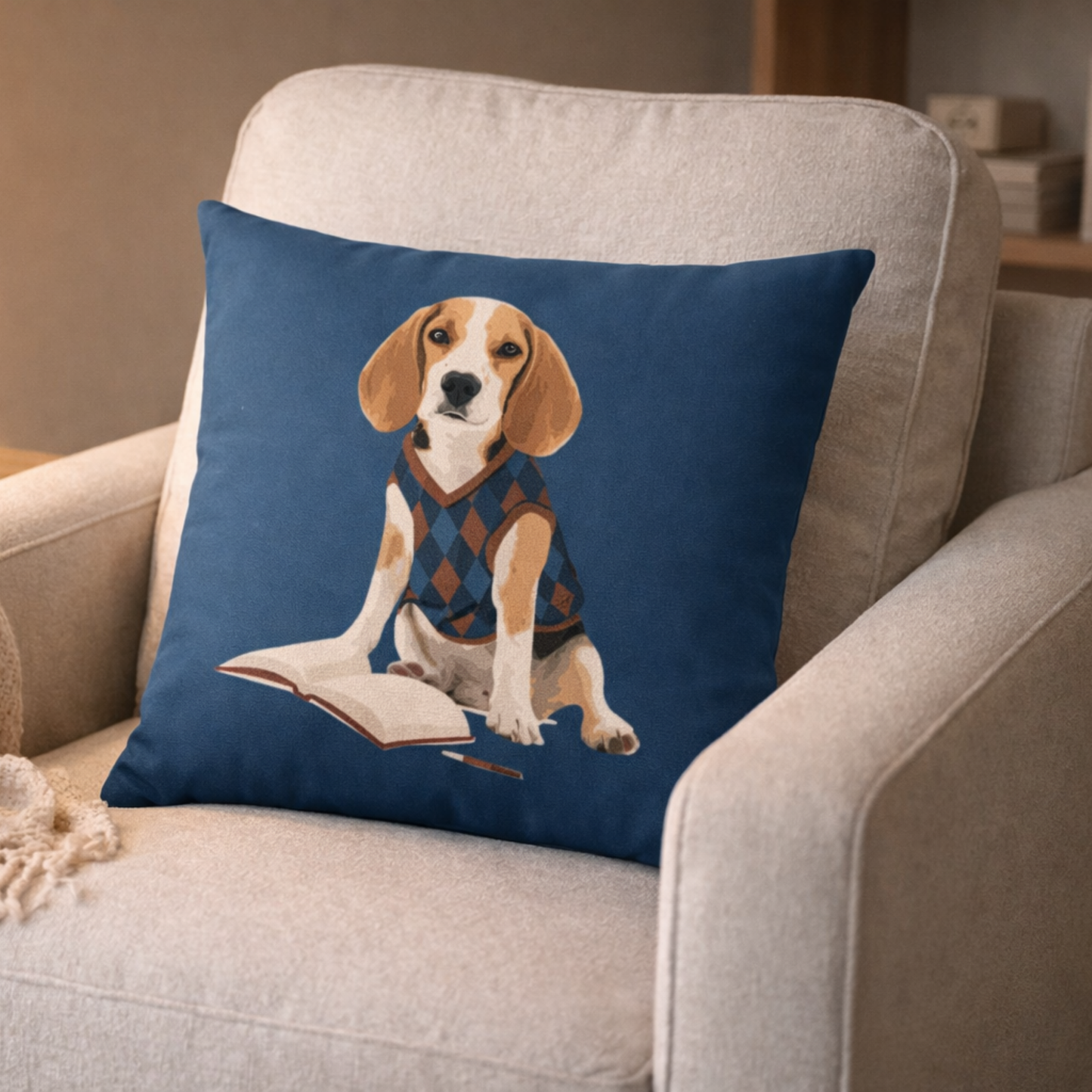 Thoughtful Reader Dog Cushion Cover