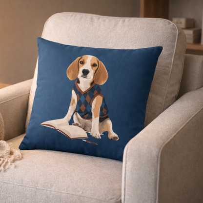 Thoughtful Reader Dog Cushion Cover