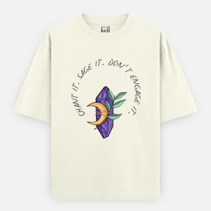 Saging Away Bad Vibes Unisex Oversized Premium Cotton T-Shirt