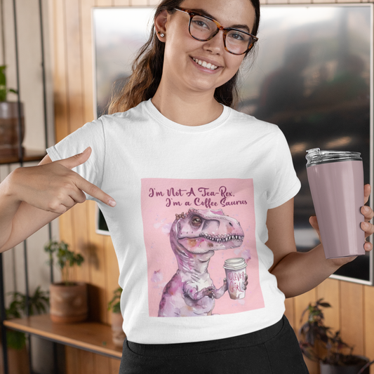 Coffee Saurus Unisex Relaxed Fit Cotton T-Shirt