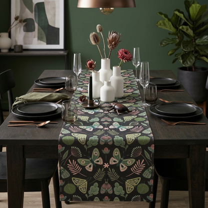 Midnight Boho Butterfly Garden Table Runner