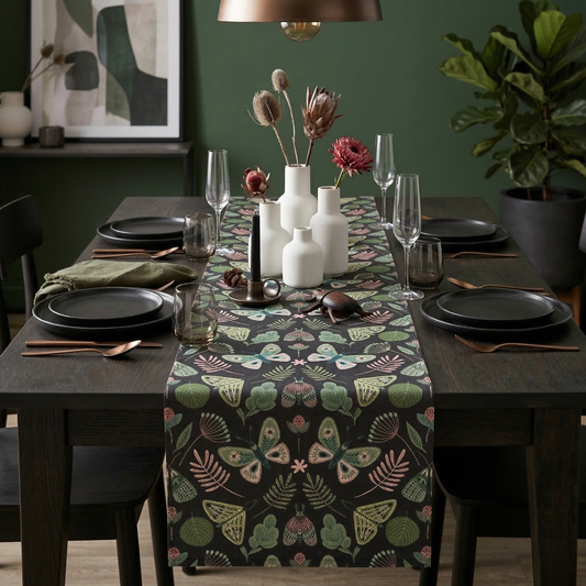 Midnight Boho Butterfly Garden Table Runner