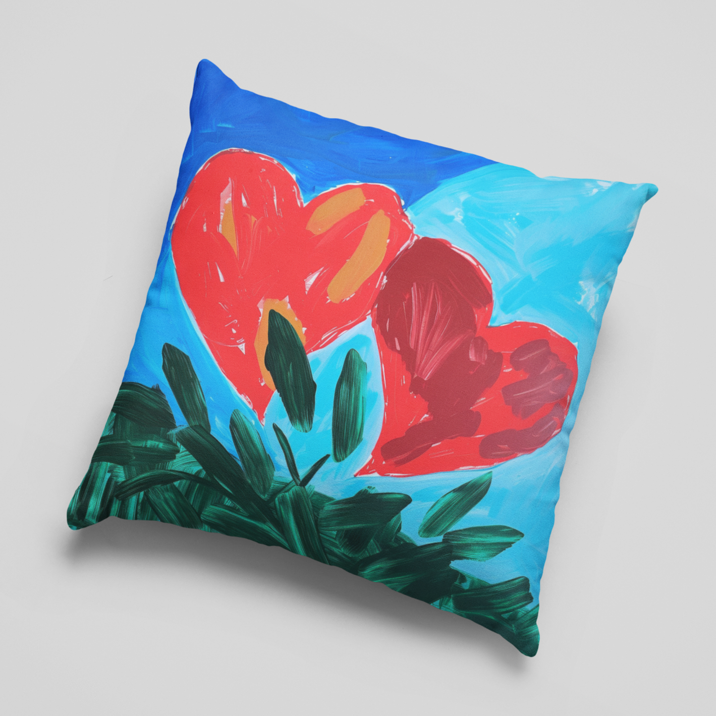 Two Hearts in Bloom Cushion Cover