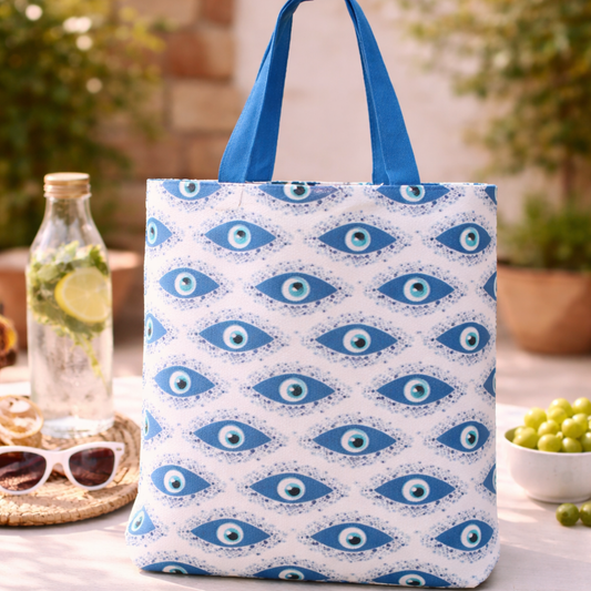 Ocean Mist Evil Eye Canvas Tote Bag