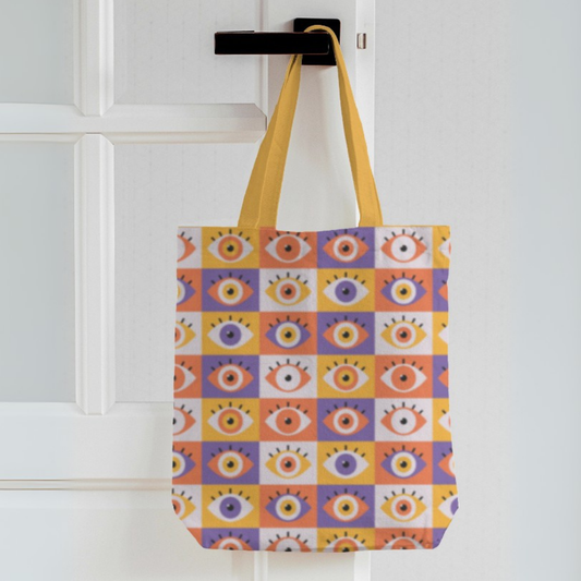 Pop Vision Evil Eye Canvas Tote Bag with Zipper