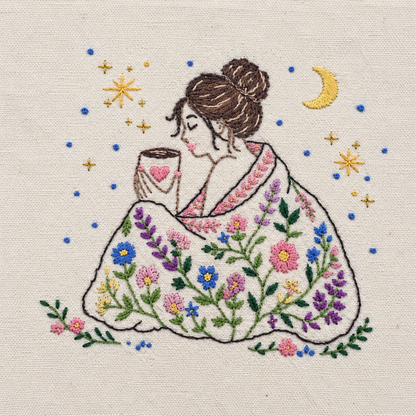 Boho Cosy Moments Hand-Embroidered Tote Bag