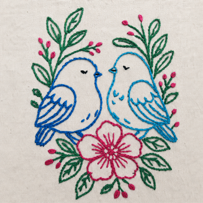 Boho Songbirds Hand-Embroidered Tote Bag