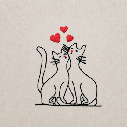 Boho Cat Love Hand-Embroidered Tote Bag