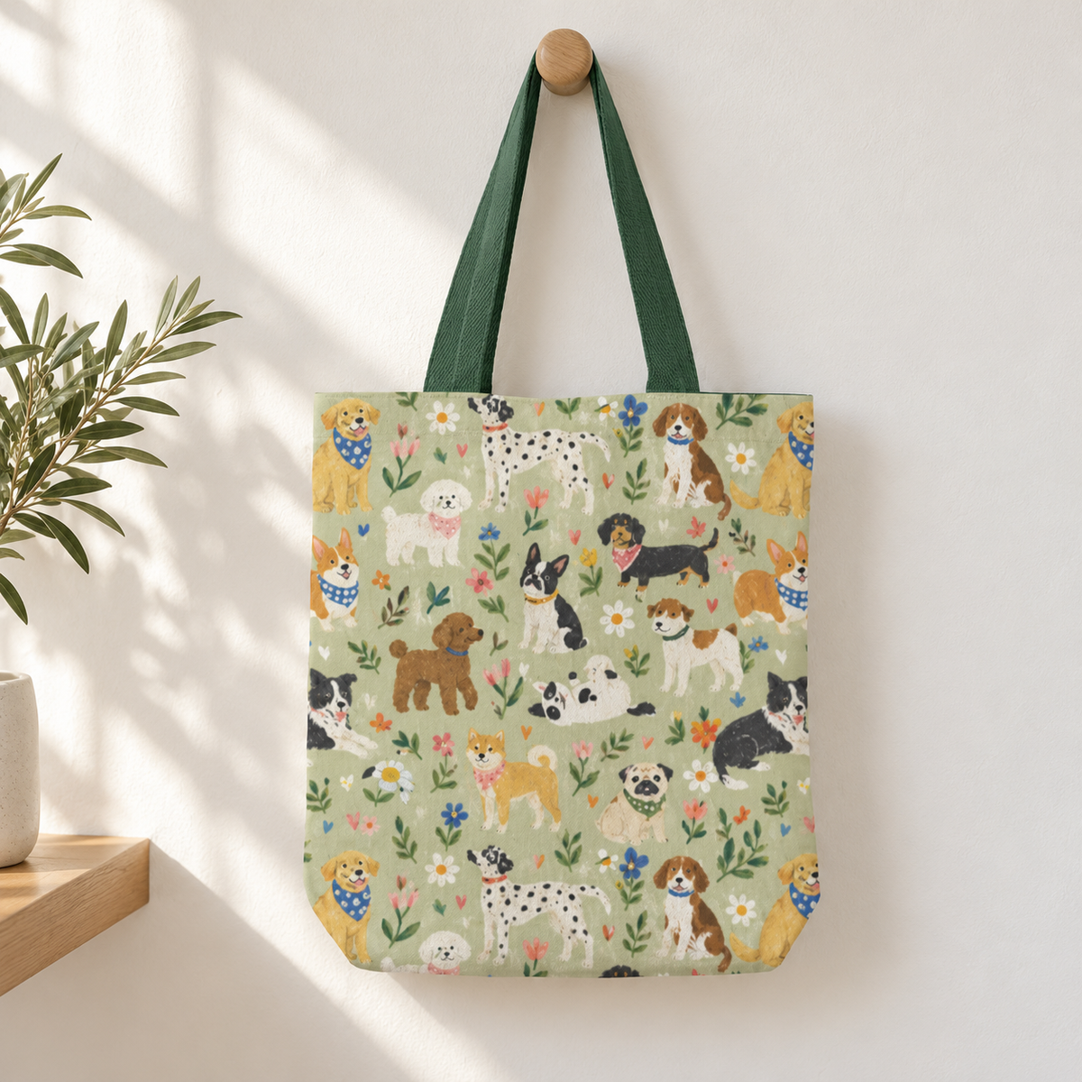 Dogs in Bloom Tote Bag With Zipper
