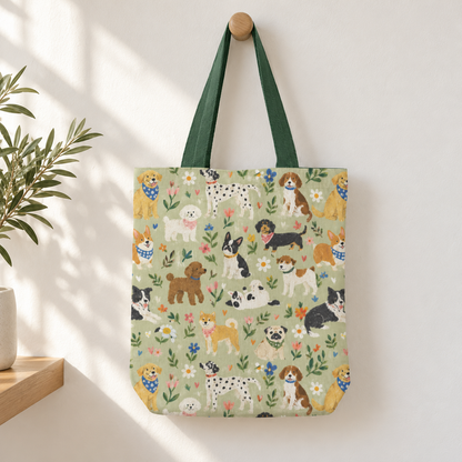 Dogs in Bloom Tote Bag With Zipper