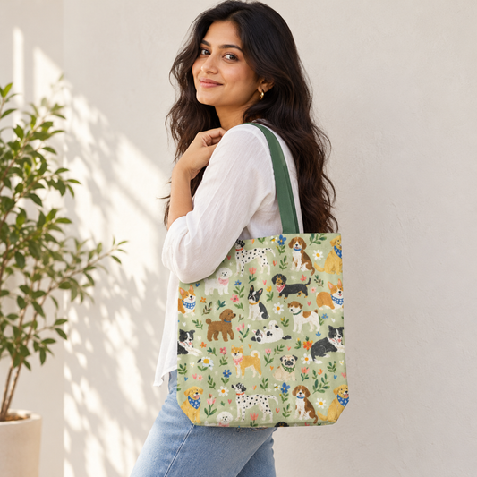 Dogs in Bloom Tote Bag With Zipper
