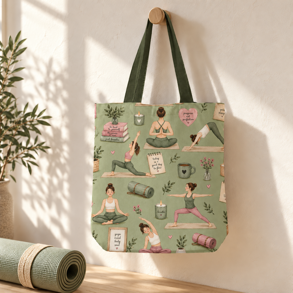 Find Your Flow Yoga Tote Bag With Zipper