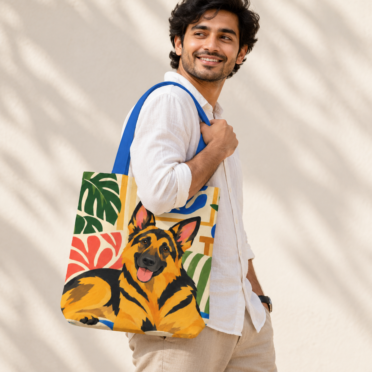 Happy at Home German Shepherd Tote Bag With Zipper