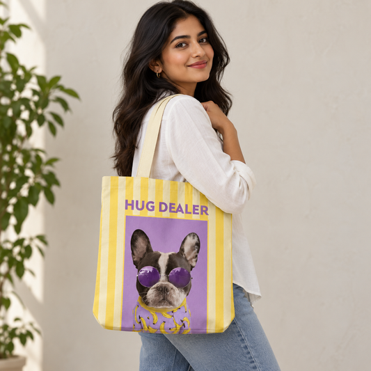 Hug Dealer French Bulldog Tote Bag With Zipper