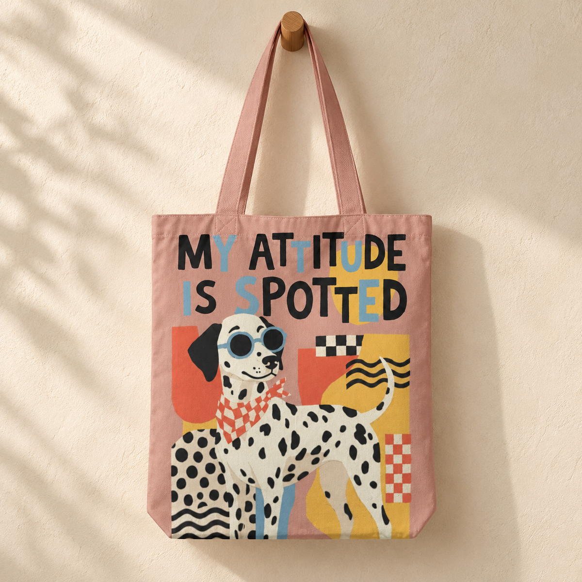 My Attitude Is Spotted Dalmatian Tote Bag With Zipper