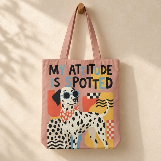 My Attitude Is Spotted Dalmatian Tote Bag With Zipper