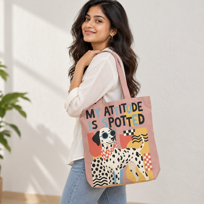 My Attitude Is Spotted Dalmatian Tote Bag With Zipper