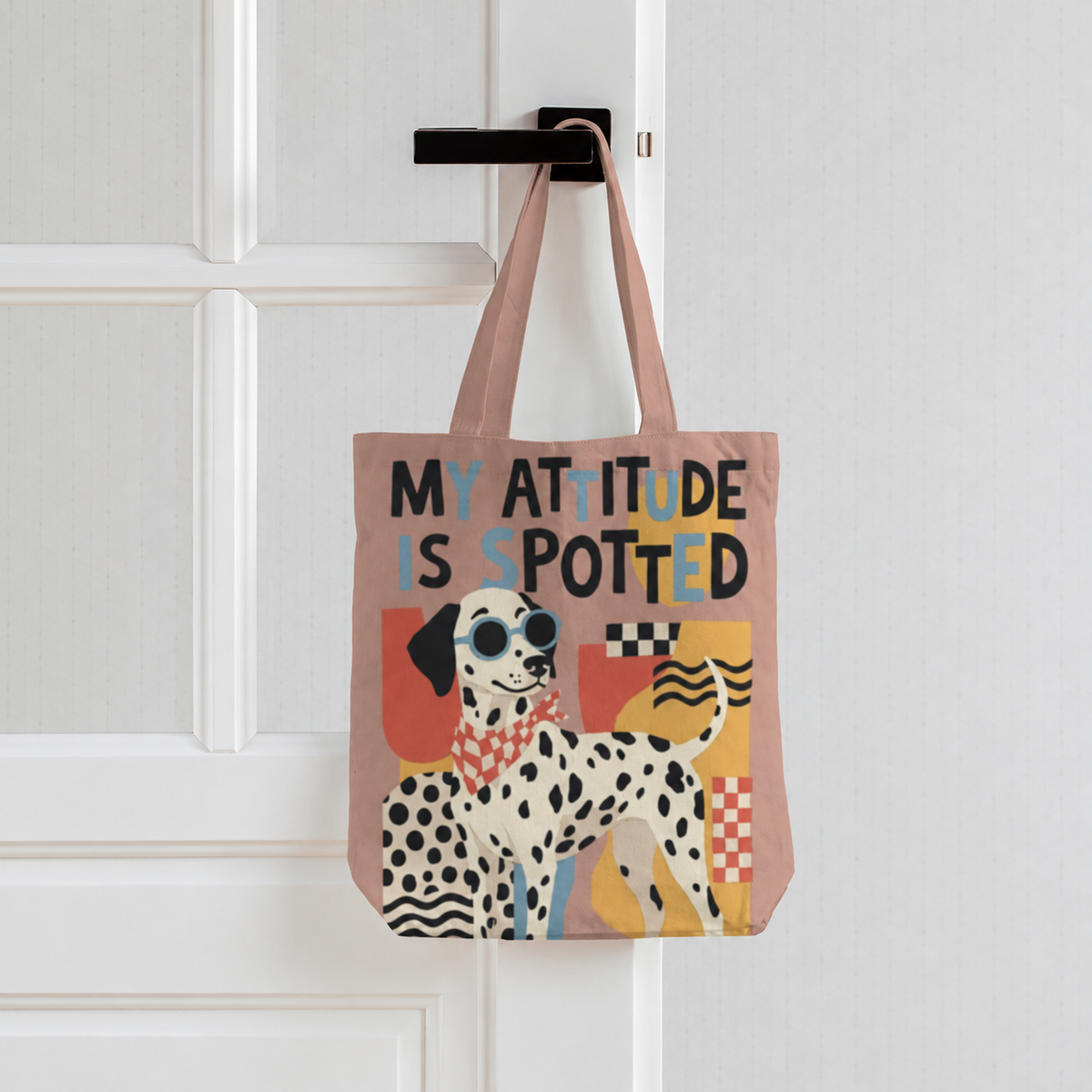My Attitude Is Spotted Dalmatian Tote Bag With Zipper