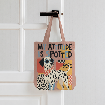 My Attitude Is Spotted Dalmatian Tote Bag With Zipper