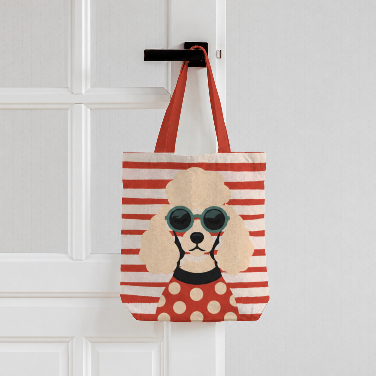 Poodle in Polka Dots Tote Bag With Zipper
