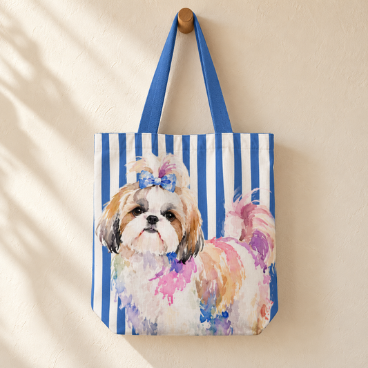 Pretty in Bows Shih Tzu Tote Bag With Zipper