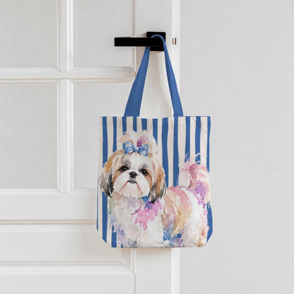 Pretty in Bows Shih Tzu Tote Bag With Zipper