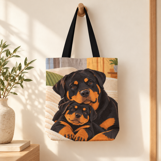 Rottweiler Cuddle Tote Bag with Zipper