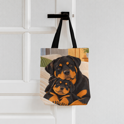 Rottweiler Cuddle Tote Bag with Zipper