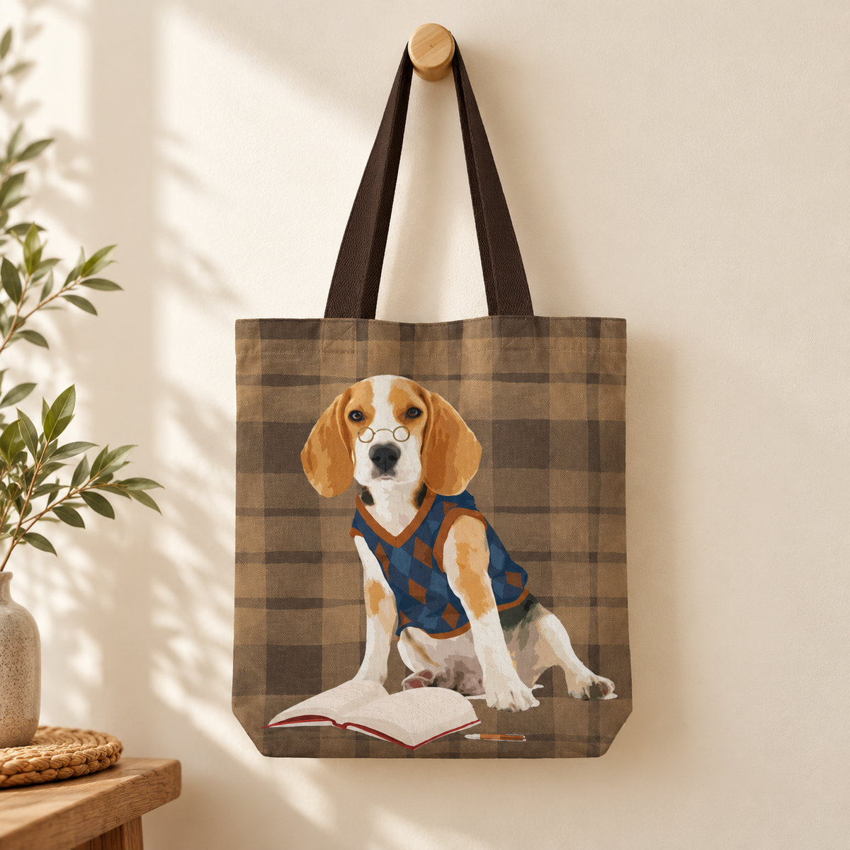 The Bookish Beagle Tote Bag With Zipper