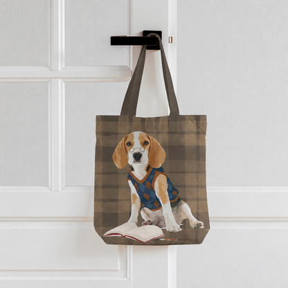 The Bookish Beagle Tote Bag With Zipper