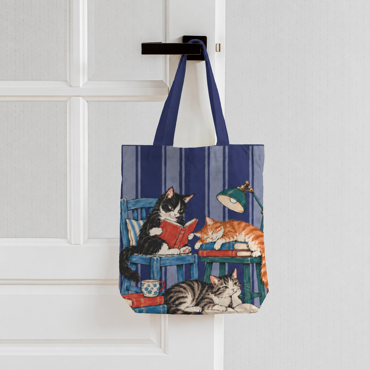 The Cat Book Club Tote Bag With Zipper