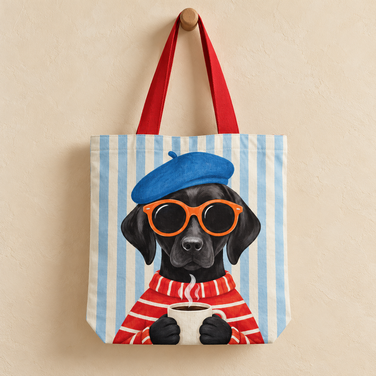 The Coffee Loving Labrador Tote Bag With Zipper