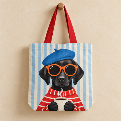 The Coffee Loving Labrador Tote Bag With Zipper